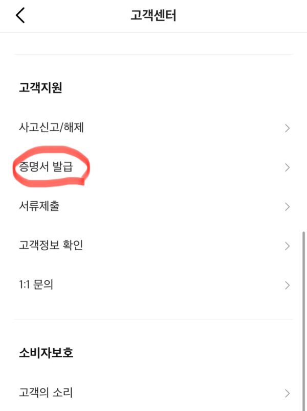 증명서 발급