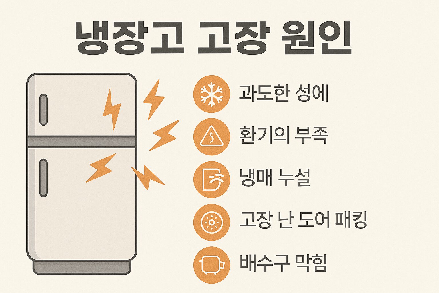 냉장고 고장 원인 소음·냉기 안 나옴·누수까지